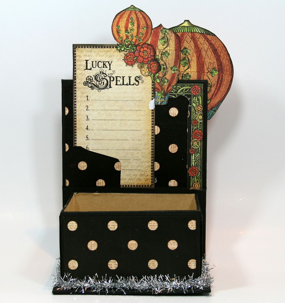 Add large balloon image and floral corner edge.