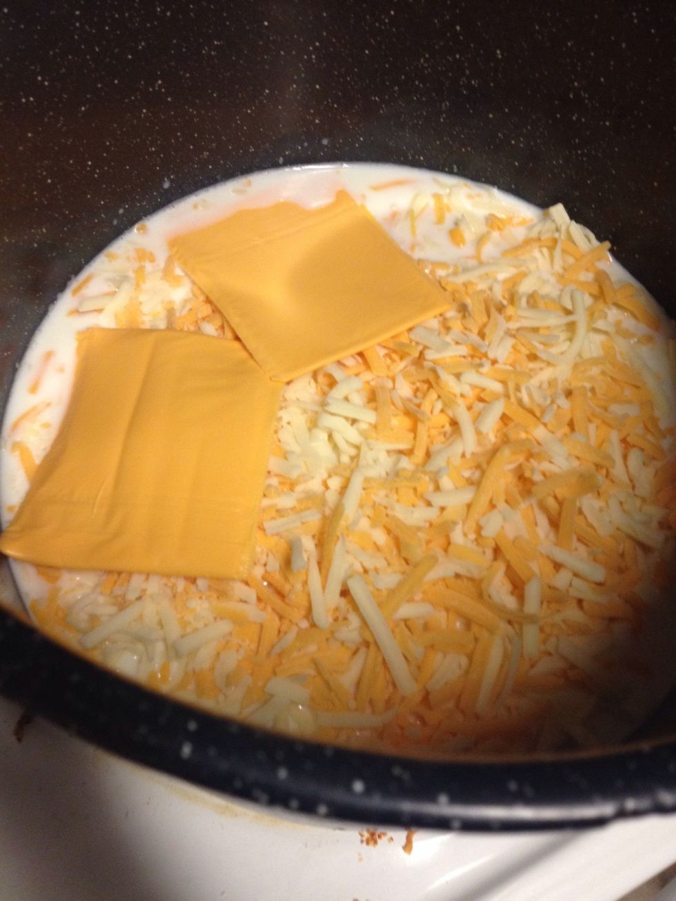 Add layer of cheeses.