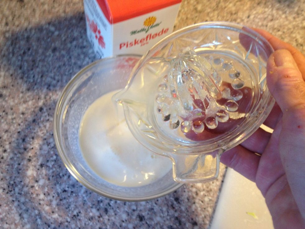 Add lemon juice to cream