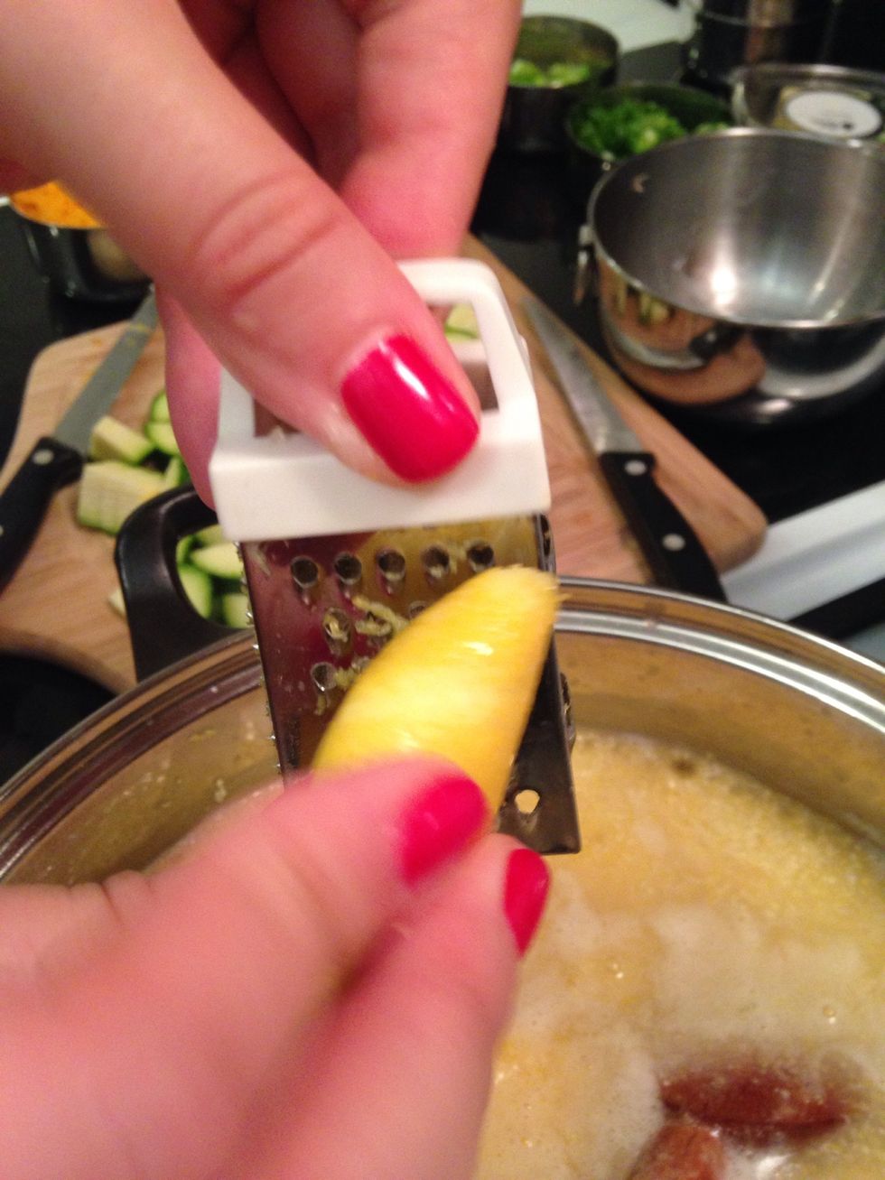 Add lemon zest to the grits