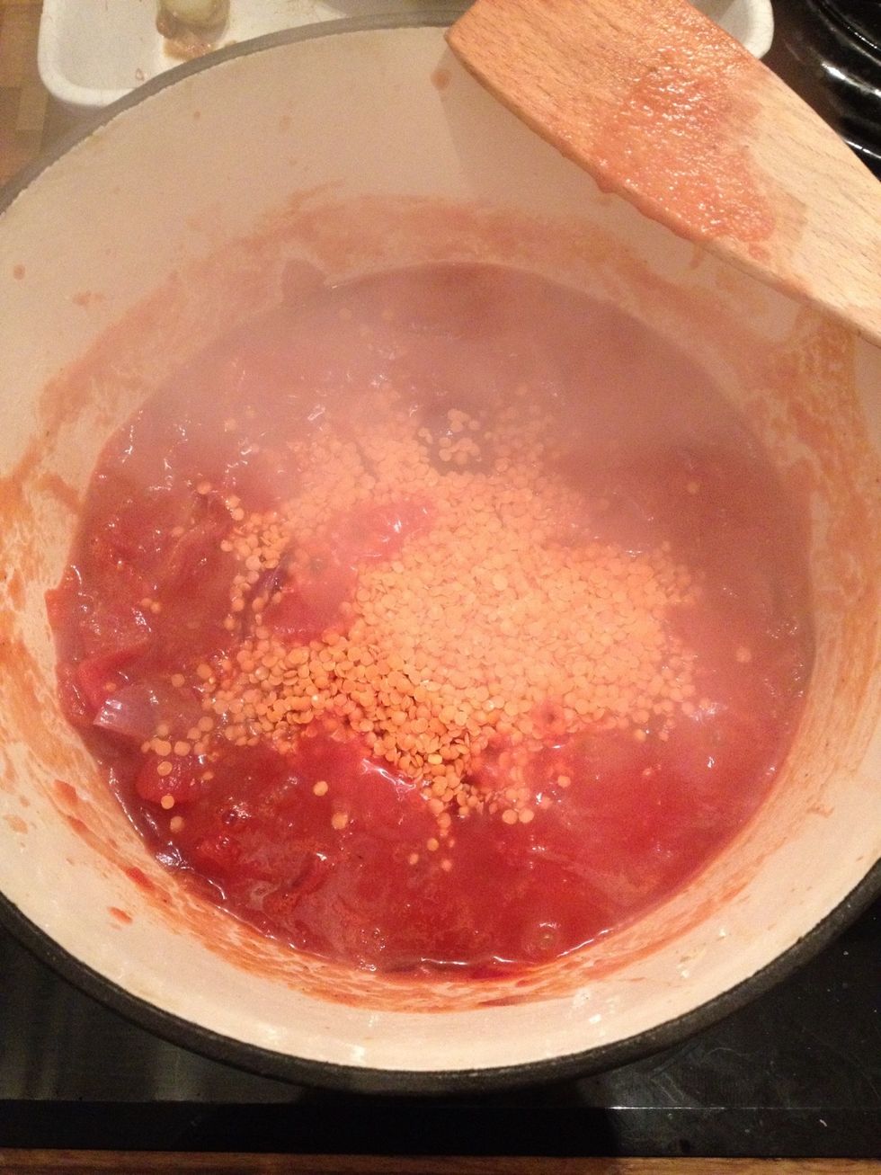 Add lentils and stir in. And add the balsamic vinegar