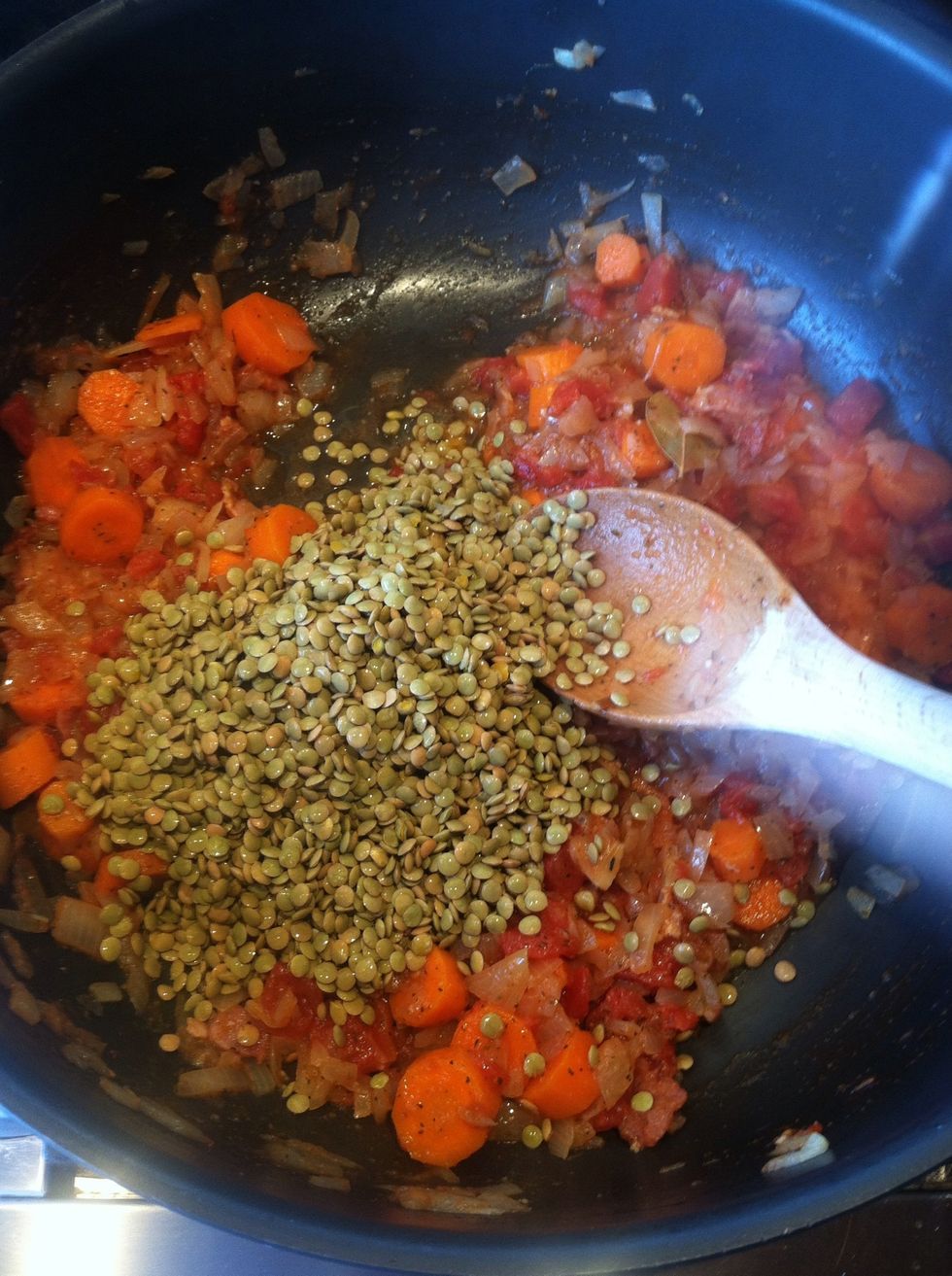 Add lentils salt and pepper