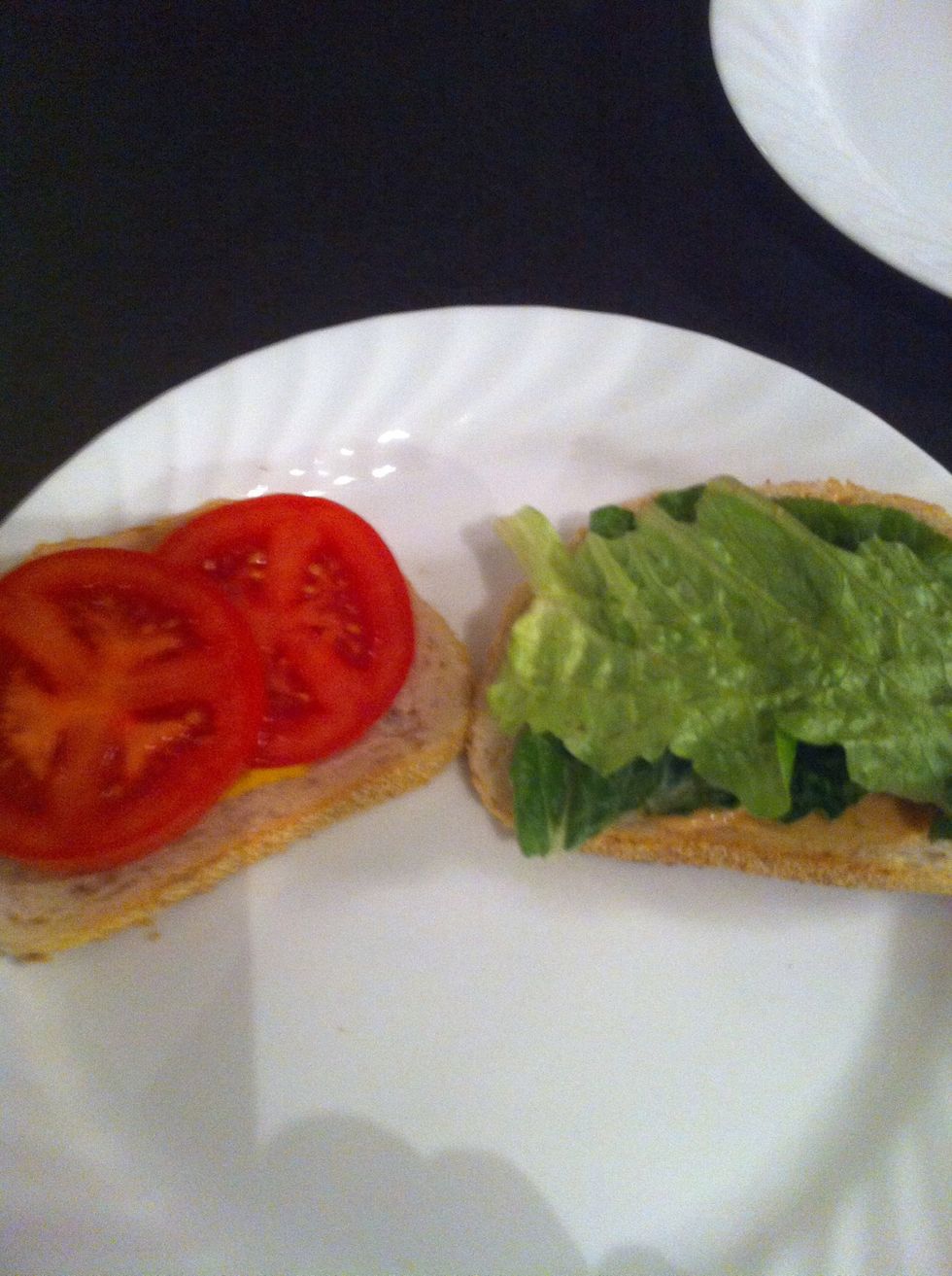 Add lettuce and tomato.