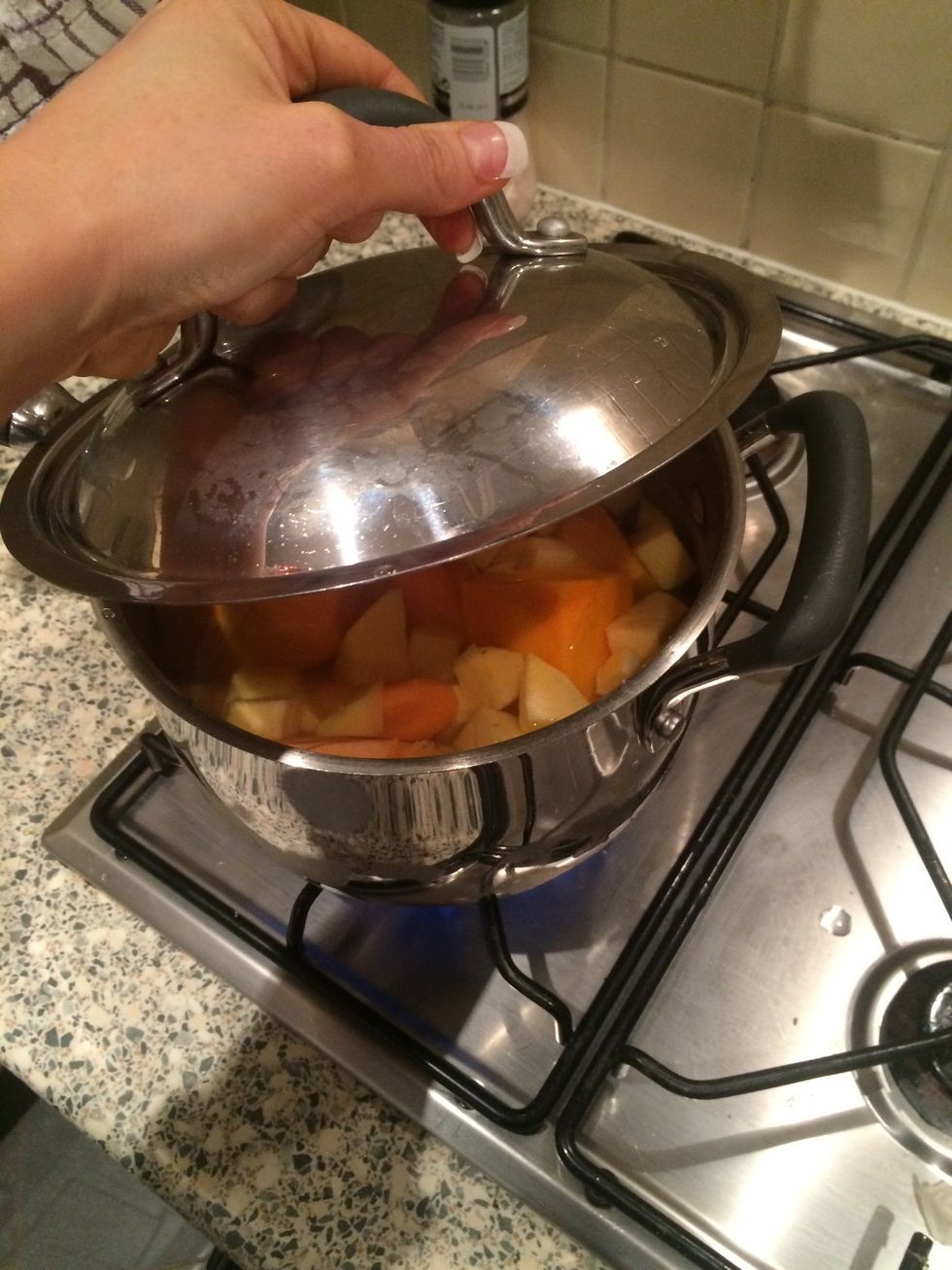 Add lid and bring to boil, turn down and simmer till soft.