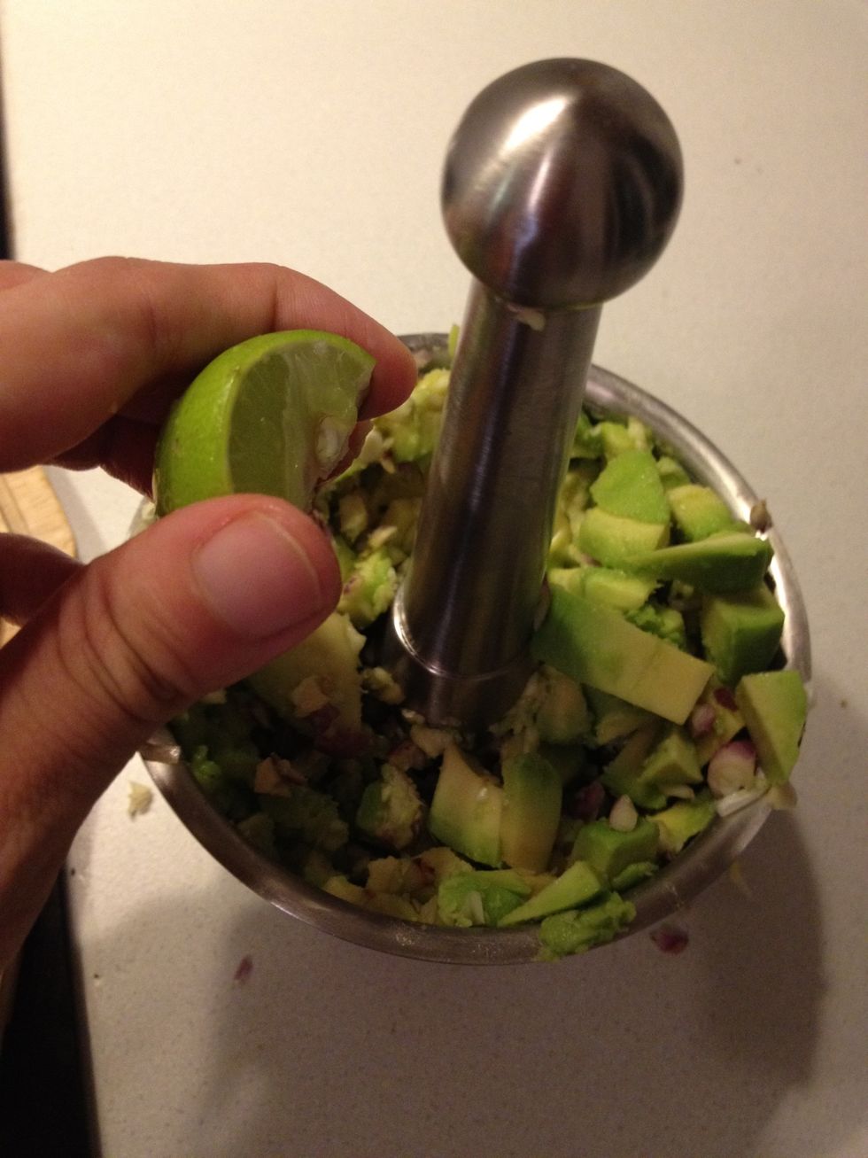 Add lime juice and salt to taste. I personally like adding some extra virgin olive oil too.