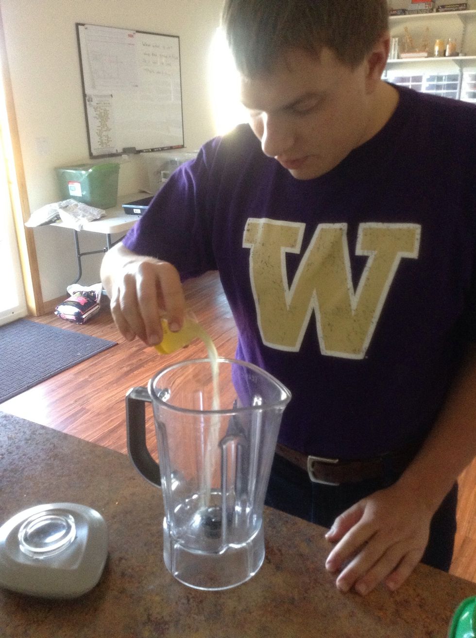 Add lime juice to blender.