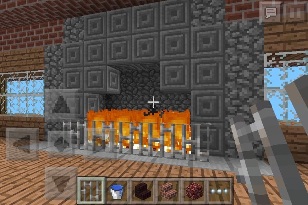 Add lit netherack in the gaps and metal bars to the slabs.