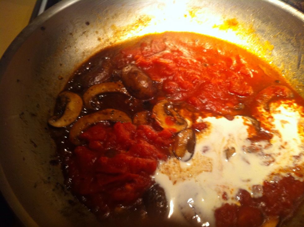 Add marinara and cream to pan