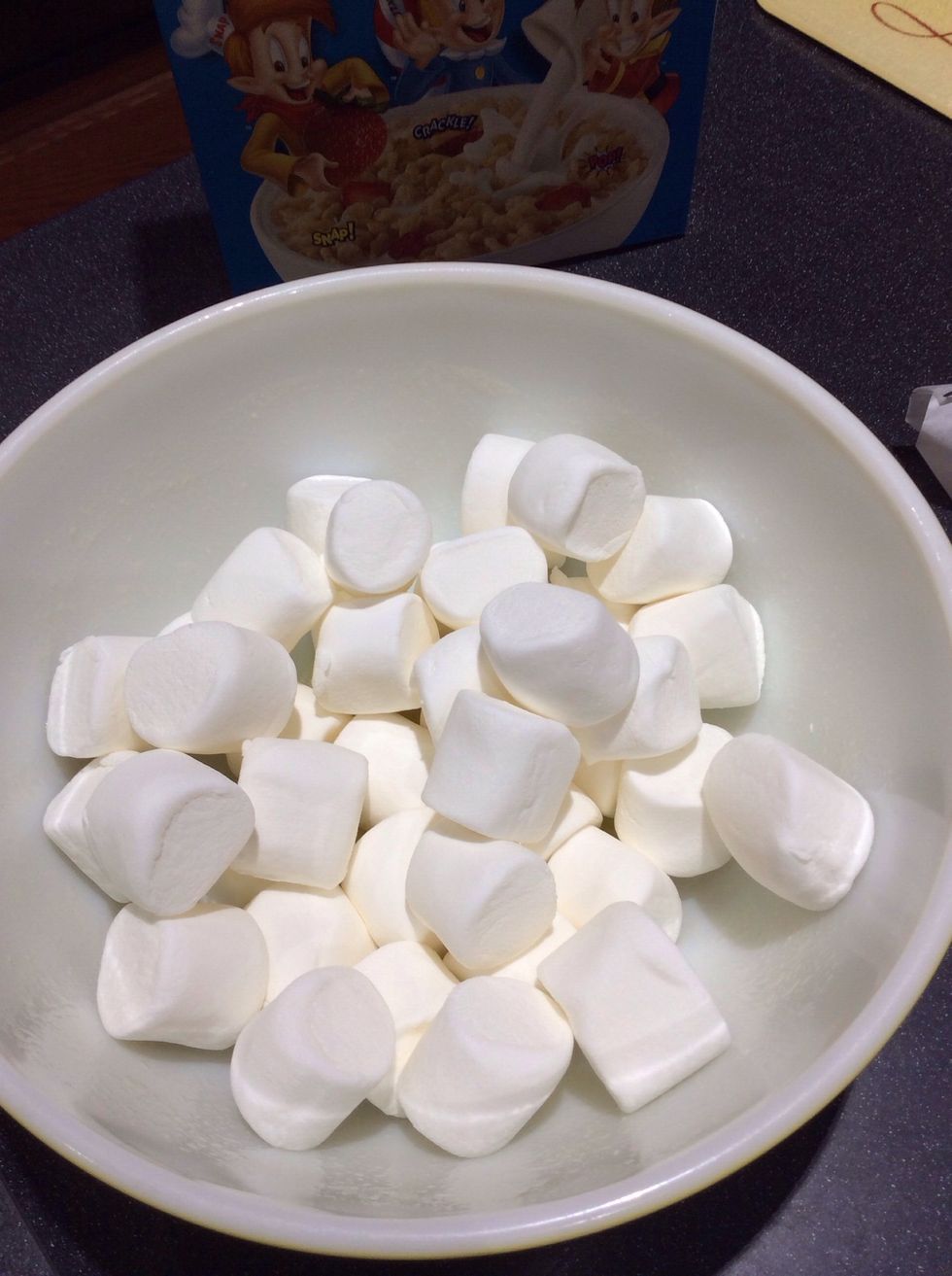 Add marshmallows to butter in the bowl