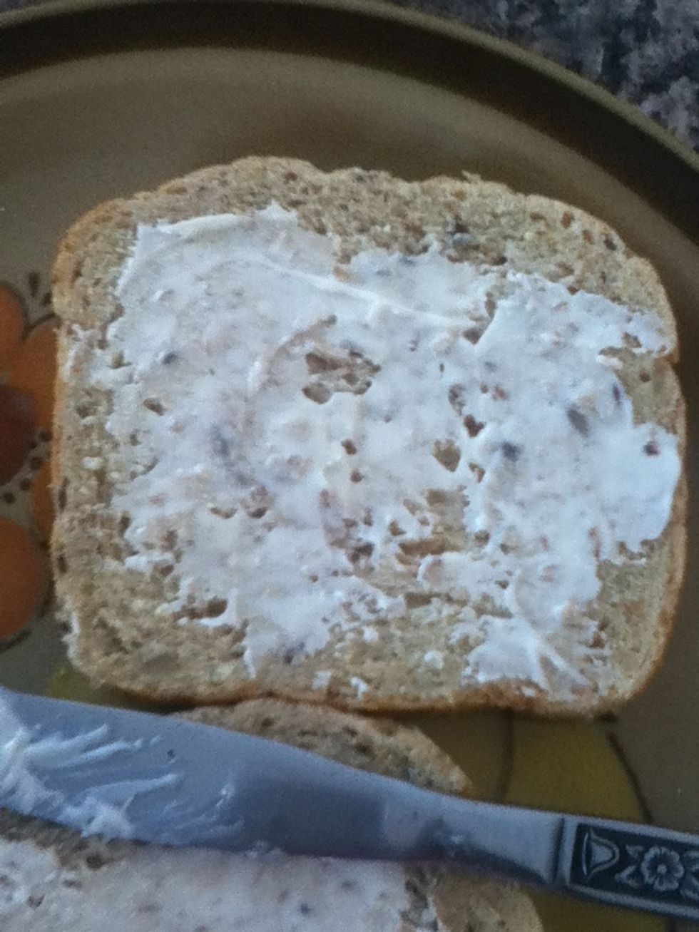 Add mayo to your second slice.