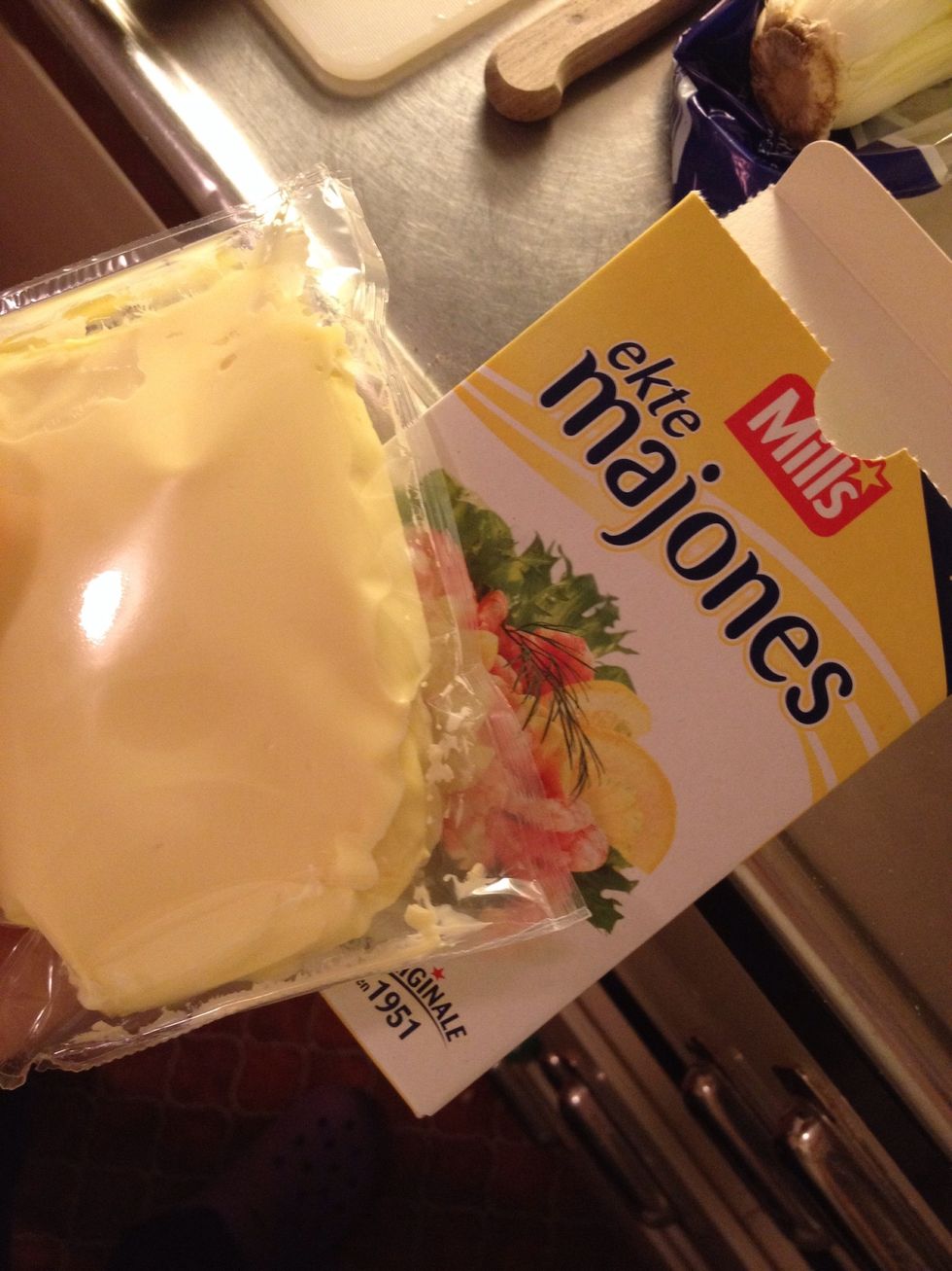 Add mayonnaise; it's very important to taste!! You don't want too much mayonnaise. I used almost everything in this bag