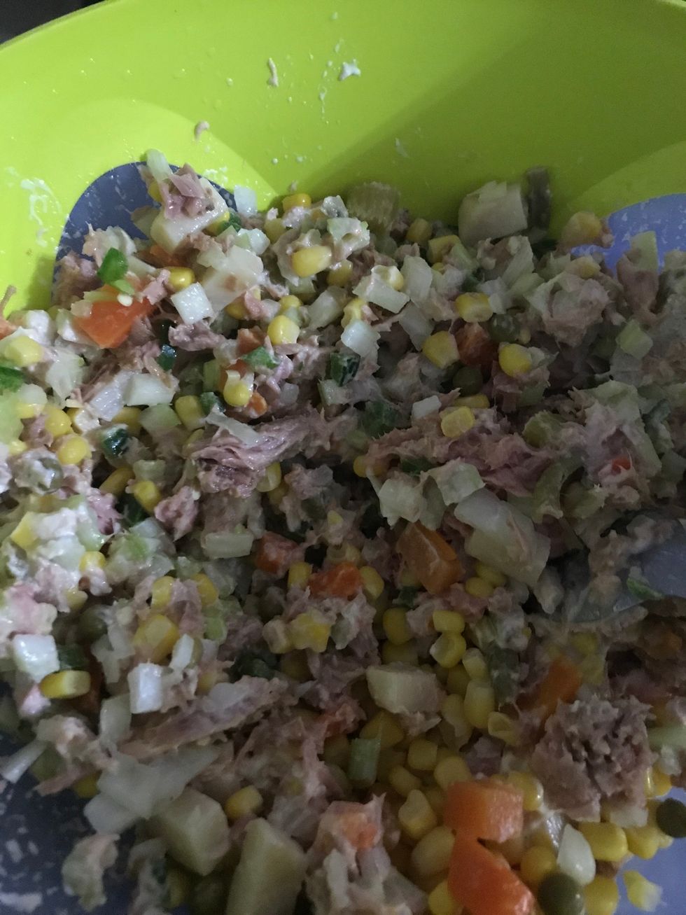 Add mayonnaise! Mix all that in at moment you smell so delicious so Simple. Taste it's Amazing.\ud83d\ude0b\ud83d\ude0b\ud83d\ude0b\ud83c\uddf2\ud83c\uddfd\ud83c\uddfa\ud83c\uddf8
