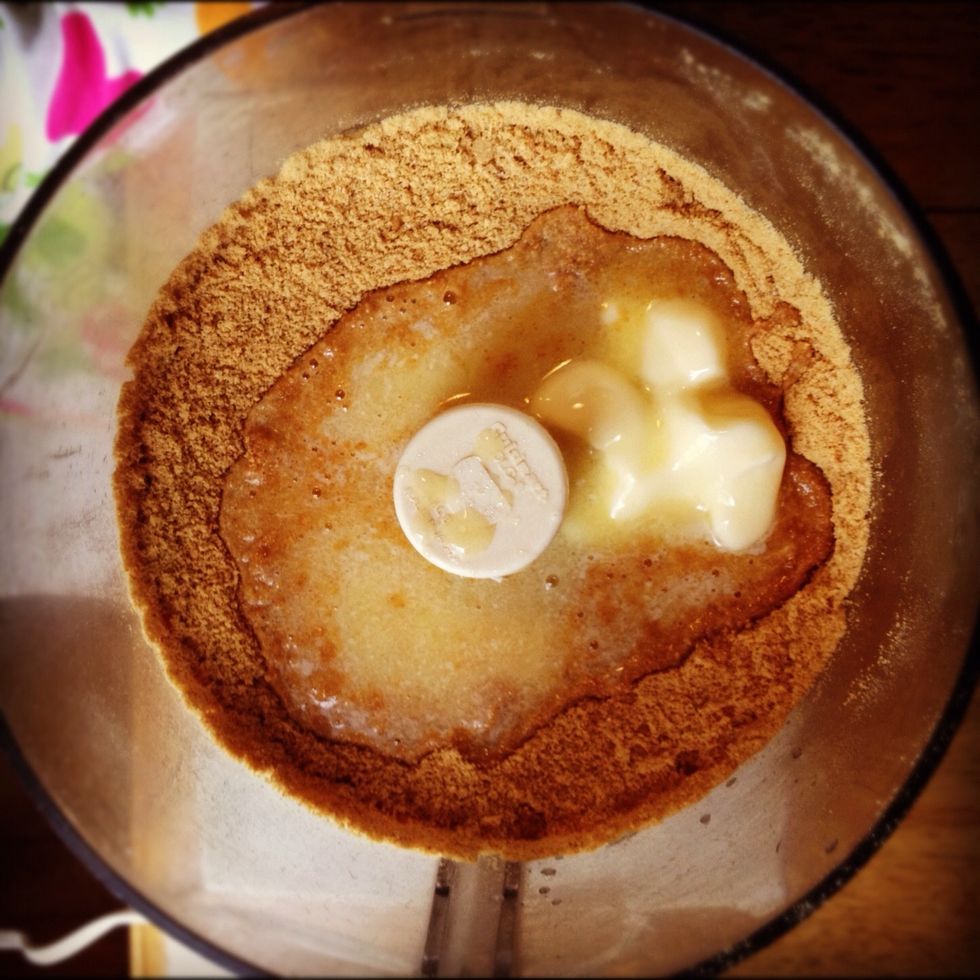 Add melted butter. And blend.