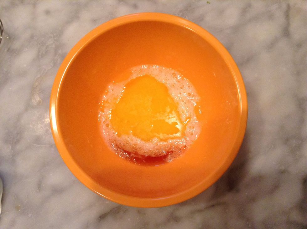 Add melted butter and mix together