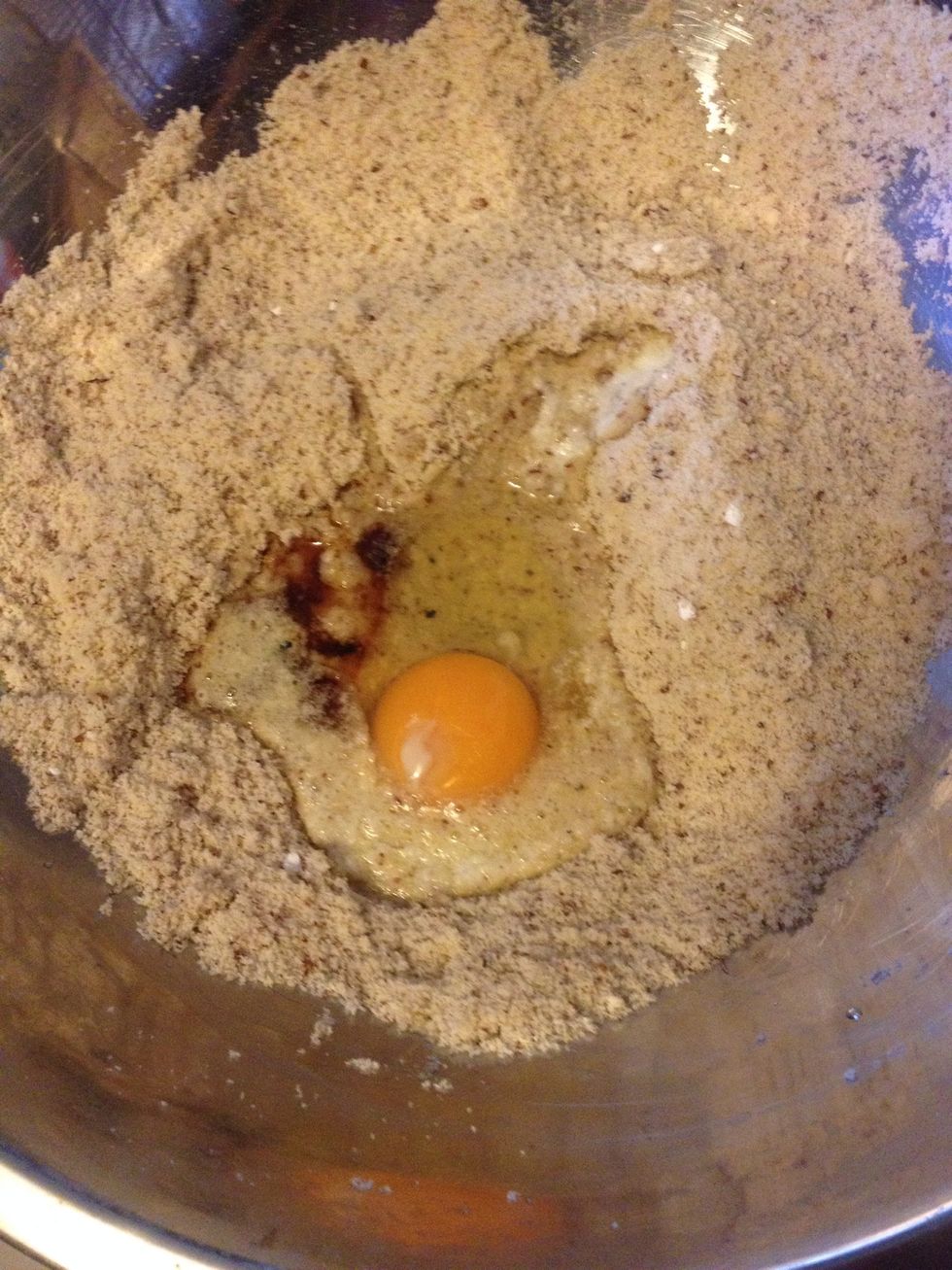 Add melted butter, egg and vanilla. Mix until dough forms.