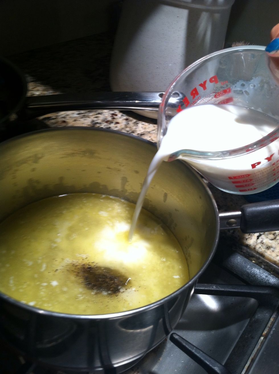 Add milk (2 cups)
