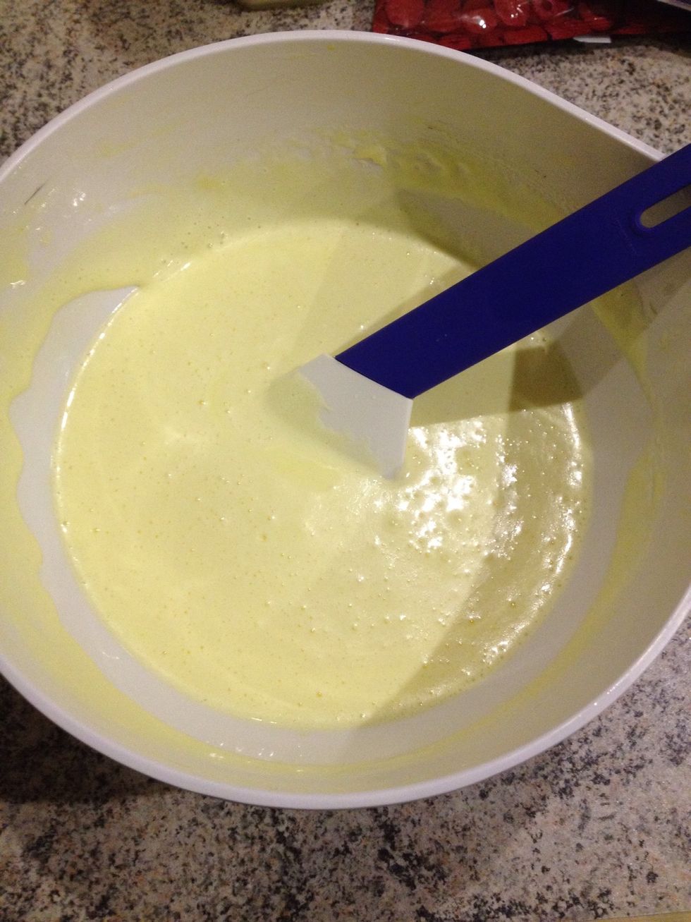 Add milk and butter to the mixture and mix together