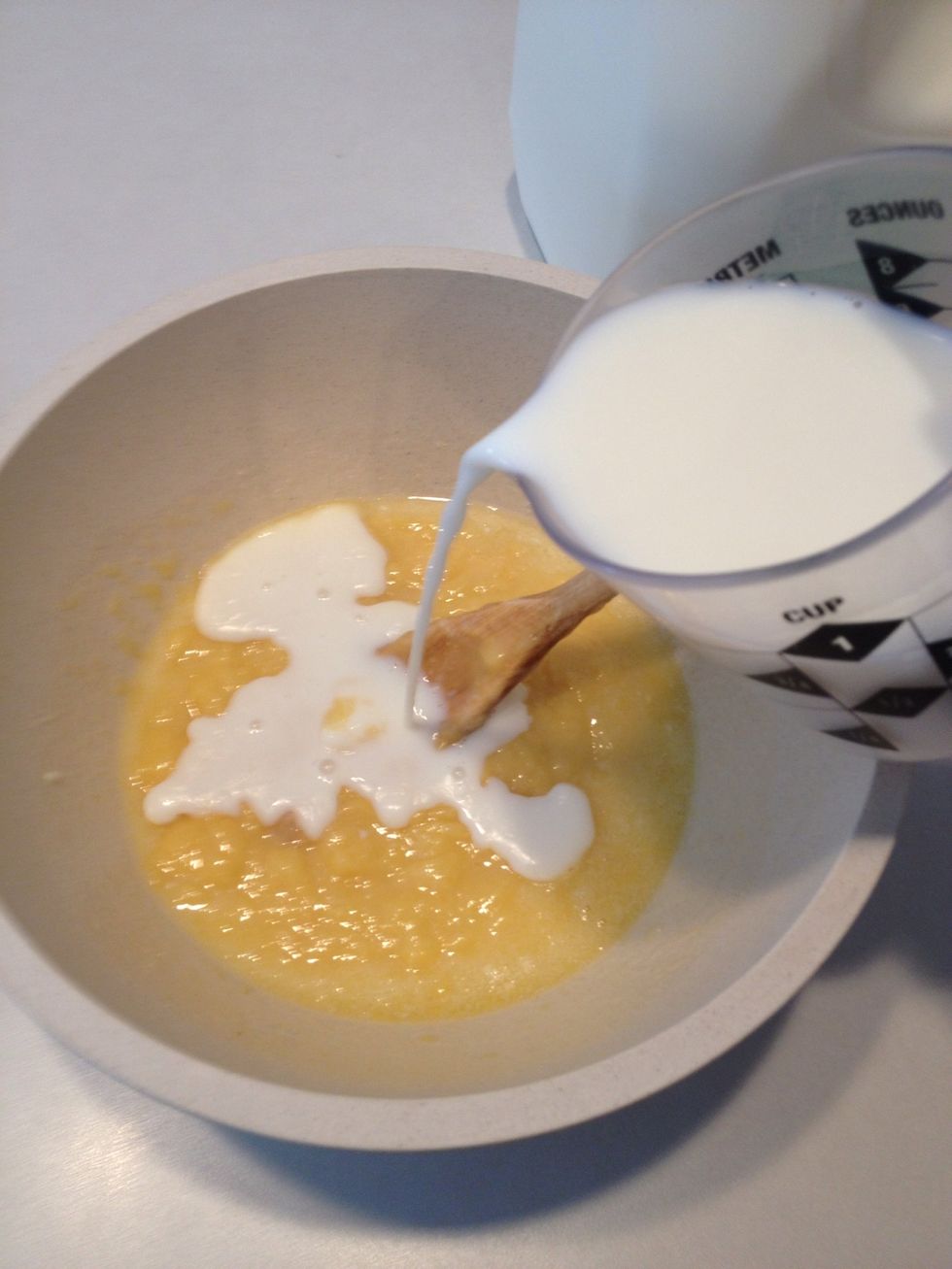 Add milk and stir.