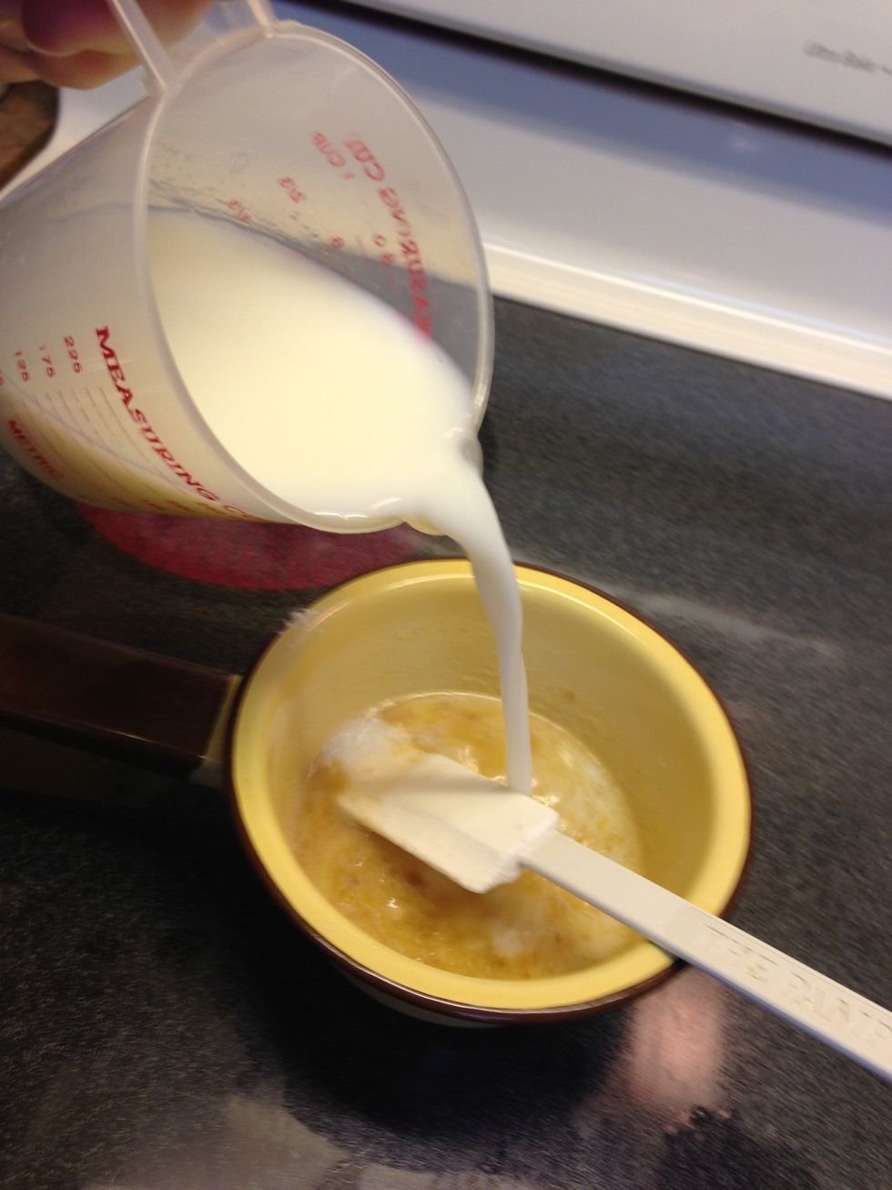 Add milk & cook, stirring constantly until mixture bubbles & thickens.