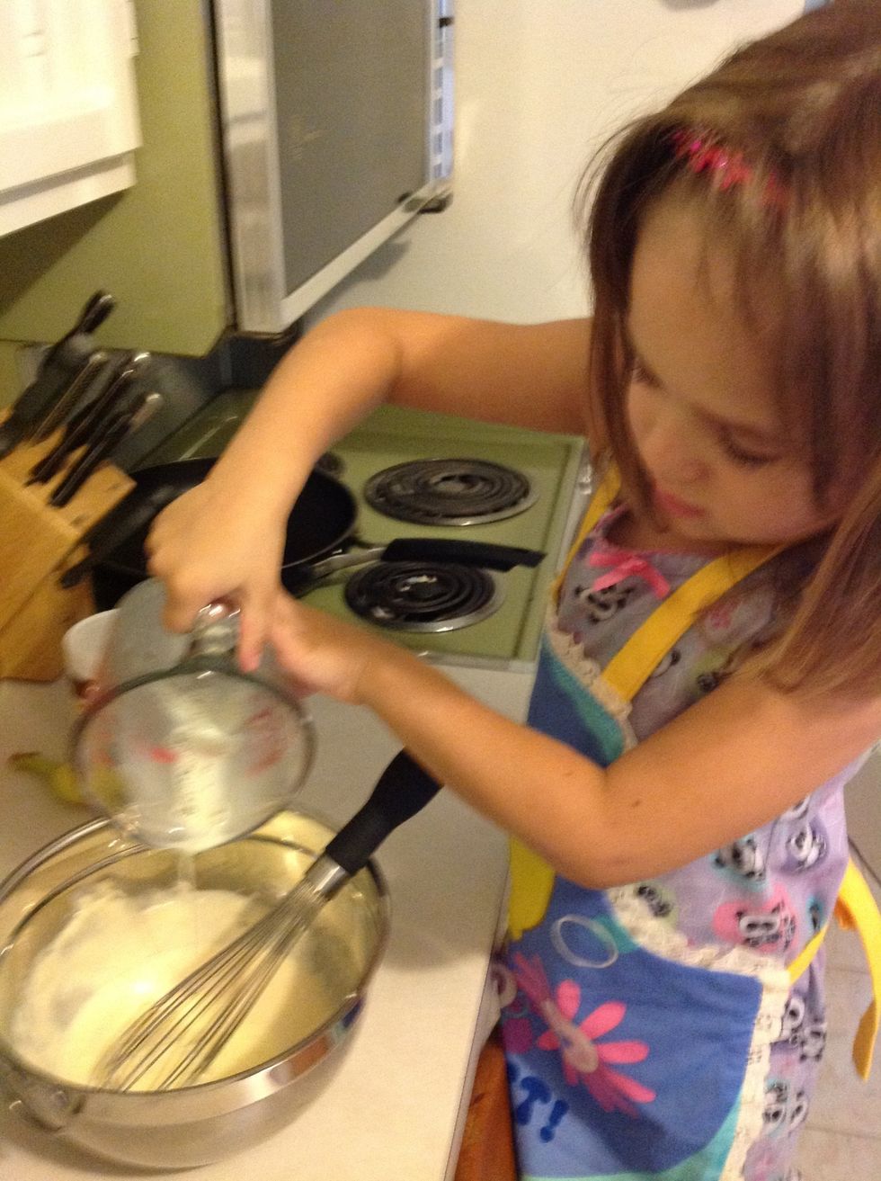 add milk/egg mix and melted butter into flour