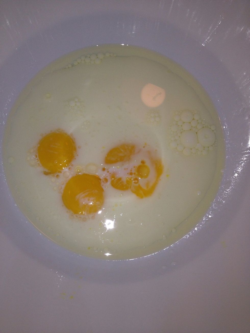 Add: milk, oil and eggs together