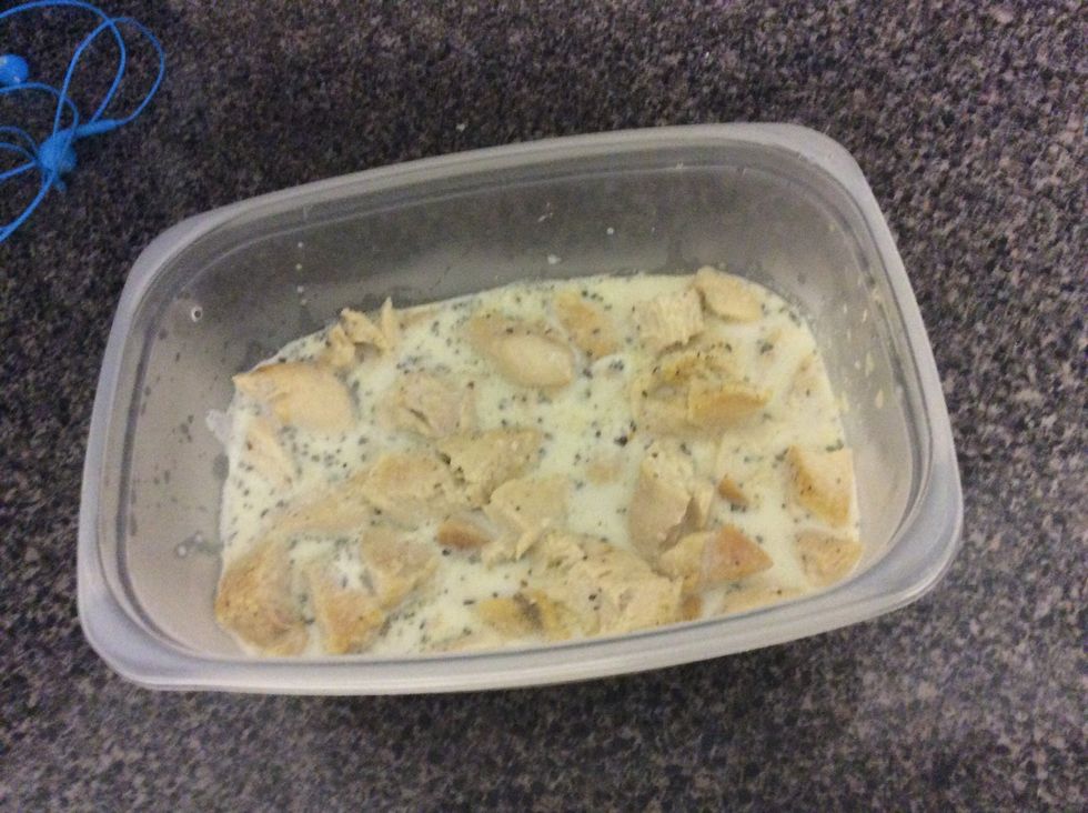 Add milk & season mixture to chicken