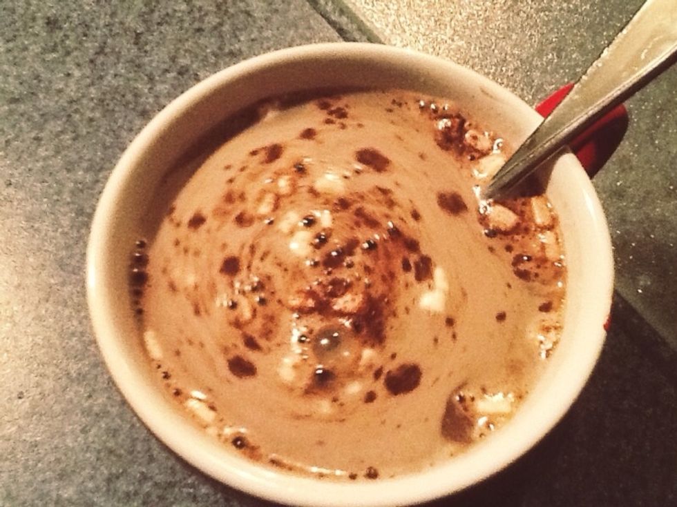 Add milk, stir.