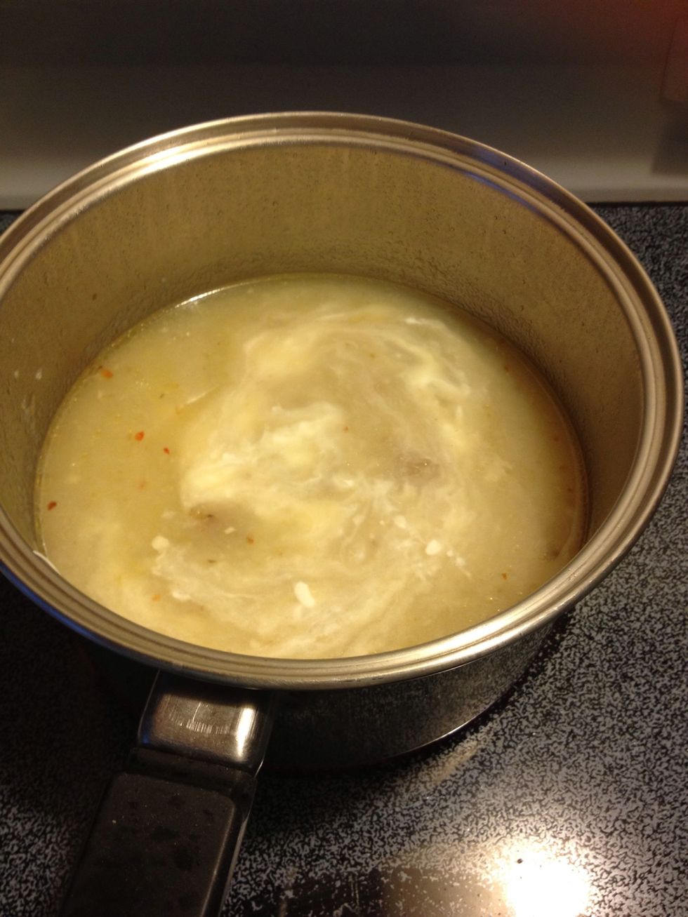 Add milk until you get the desired consistency. Then blend in the sour cream.