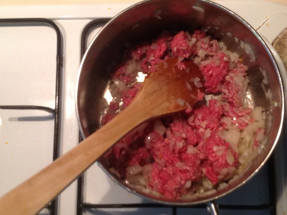 Add mince meat and cook until brown