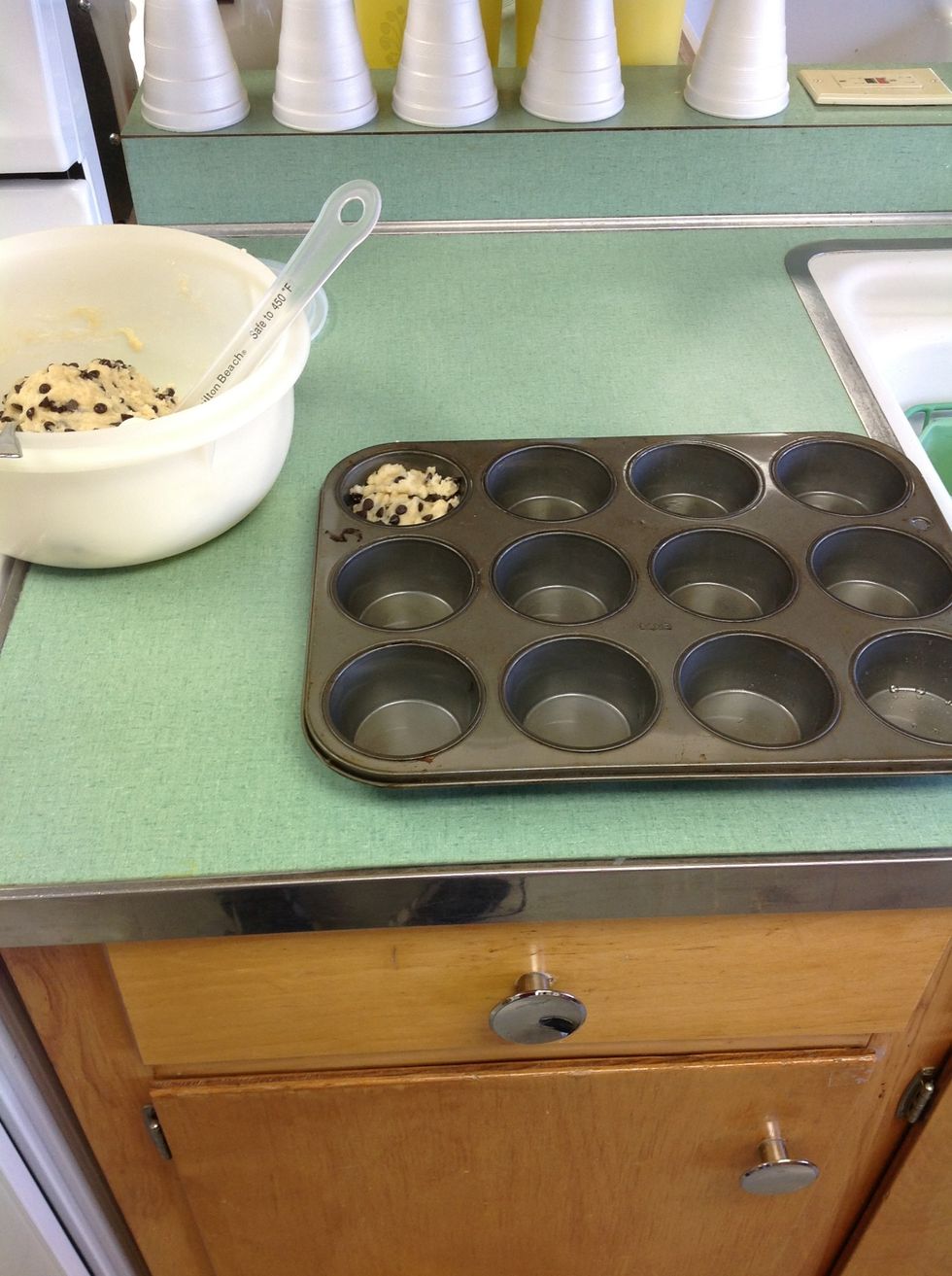 Add mixture into each one.