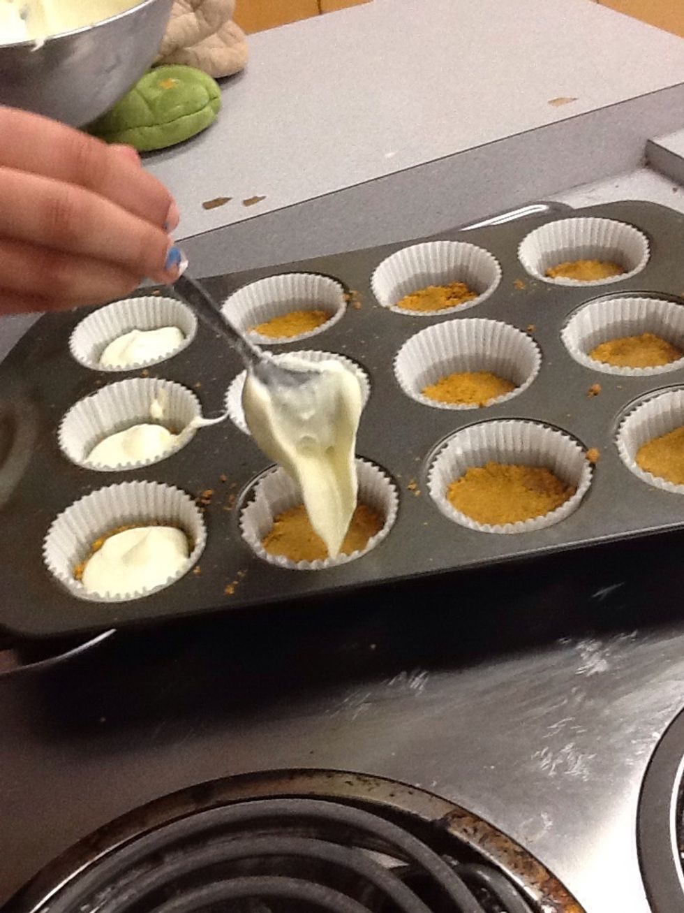 Add mixture into the cupcake tins