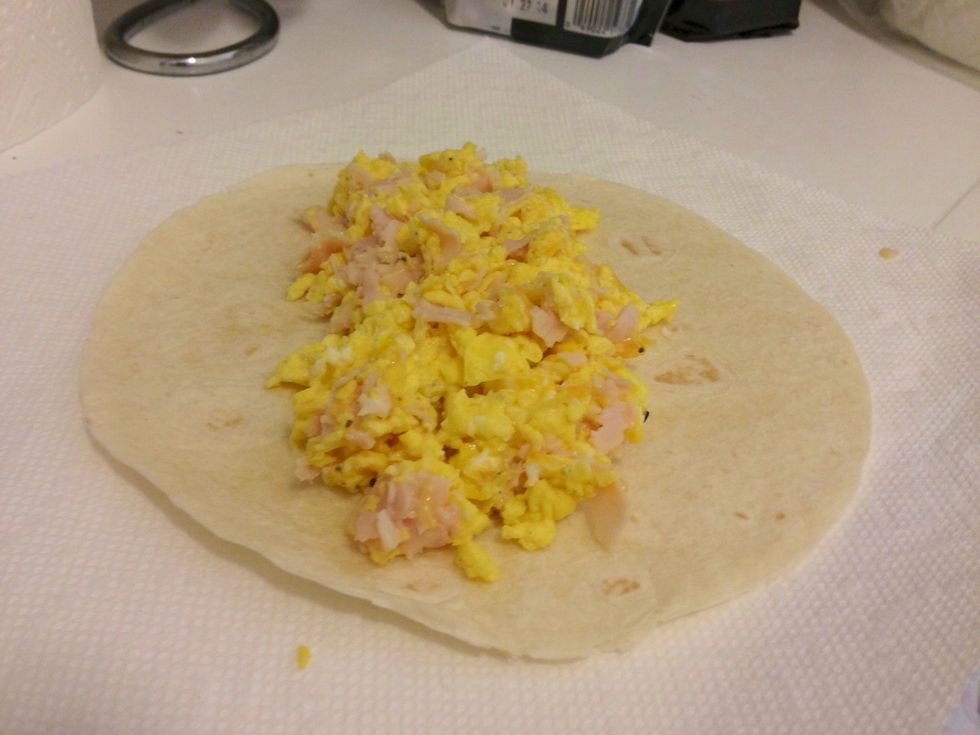 Add mixture to tortilla.