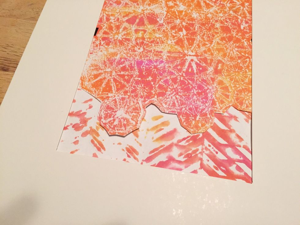 add monoprint made using herringbone stencil at bottom of mat.