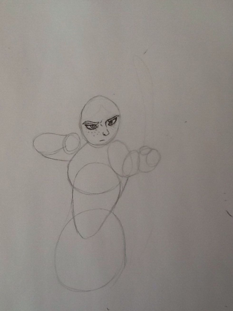 Add more detail to her face, and darken it to see the lines clearer. Don't forget the freckles! Draw her nose as a triangle, if you are having trouble.