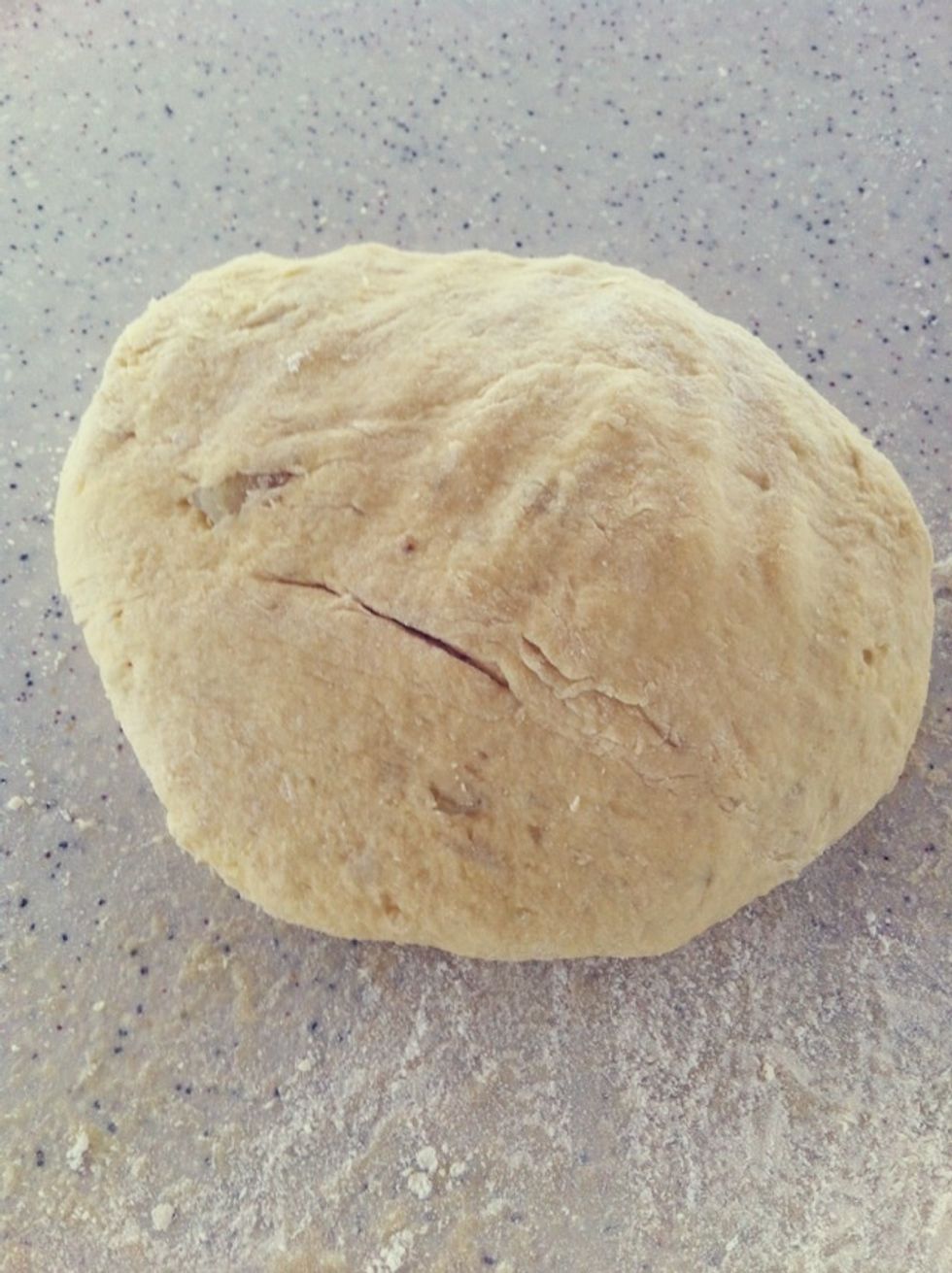 Add more flour if it's too sticky/wet. It should look like this.