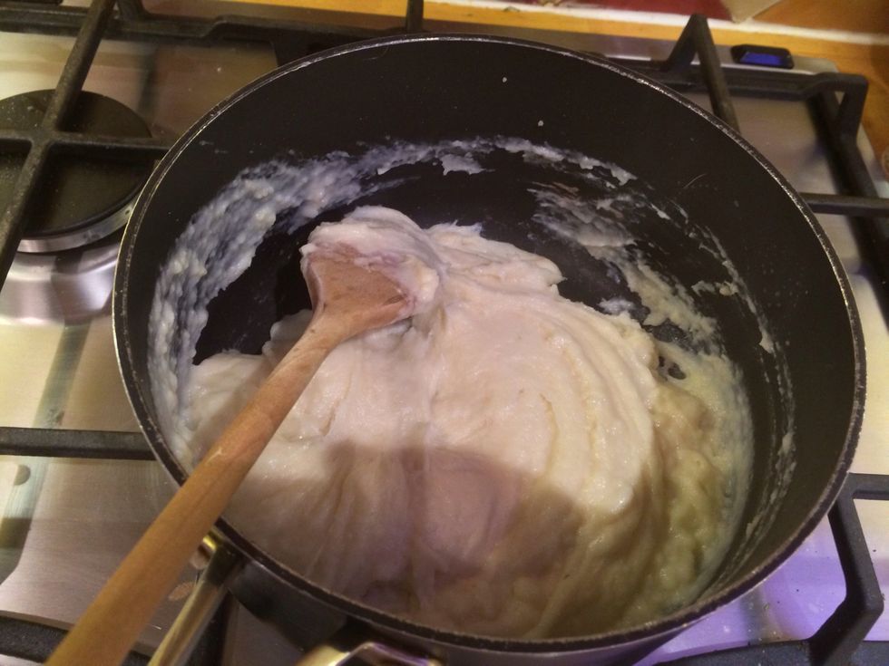 Add more milk and mix together again.