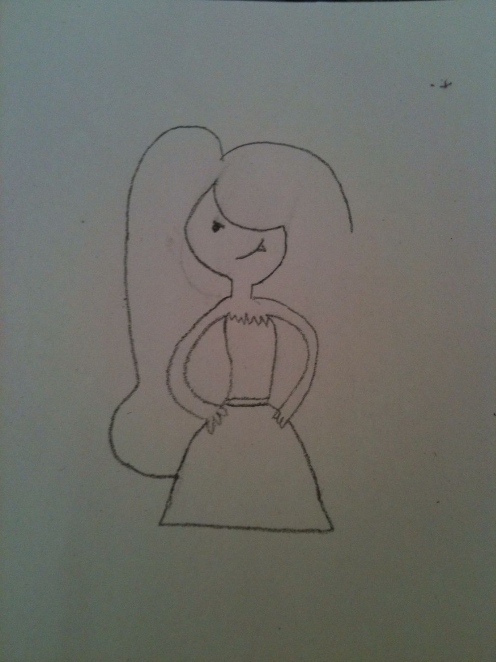 Add more of her hair on the left side.