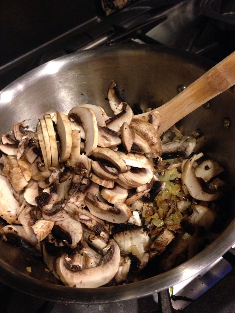 Add mushroom, season with salt& pepper