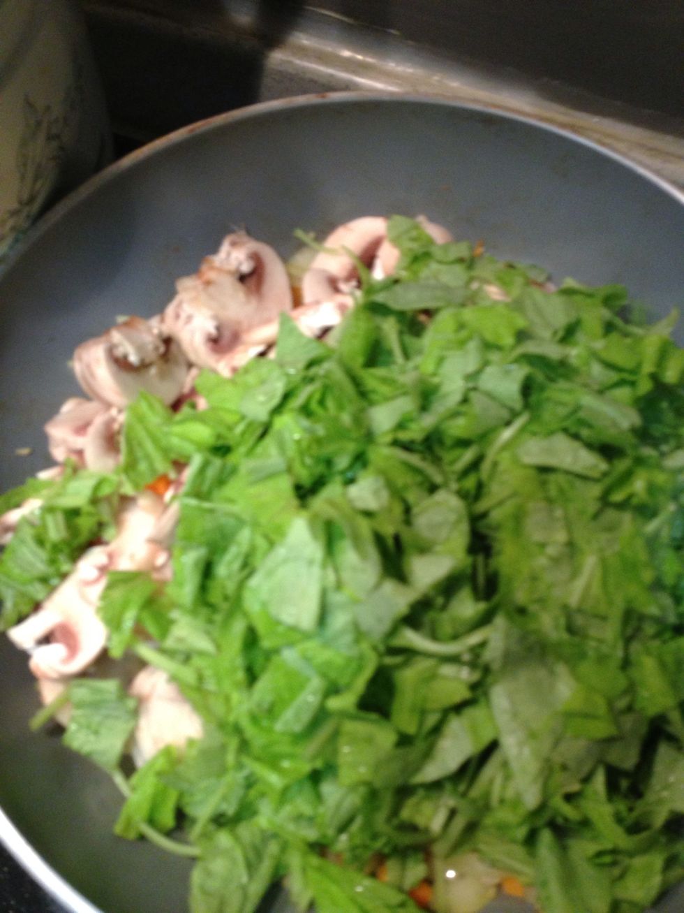 Add mushroom & spinach.