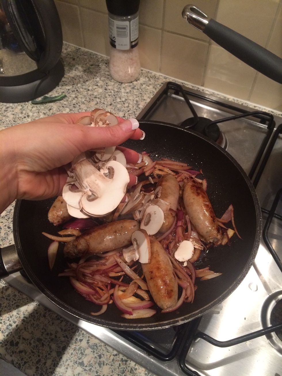 Add mushrooms and crushed garlic