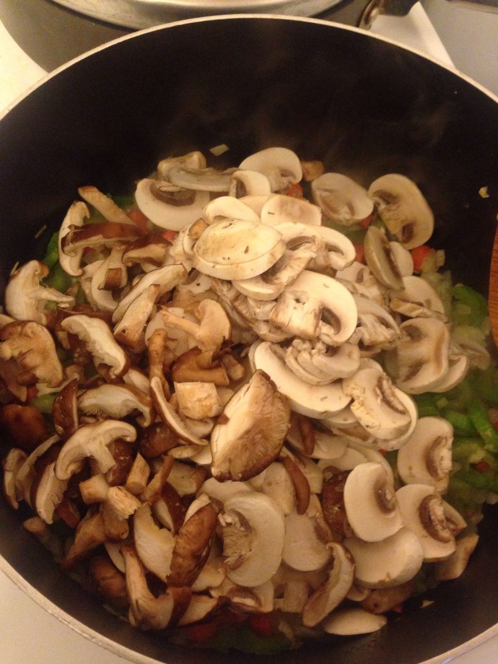 Add mushrooms. These are your "clams".