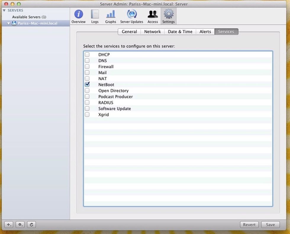 Add NetBoot and start it.