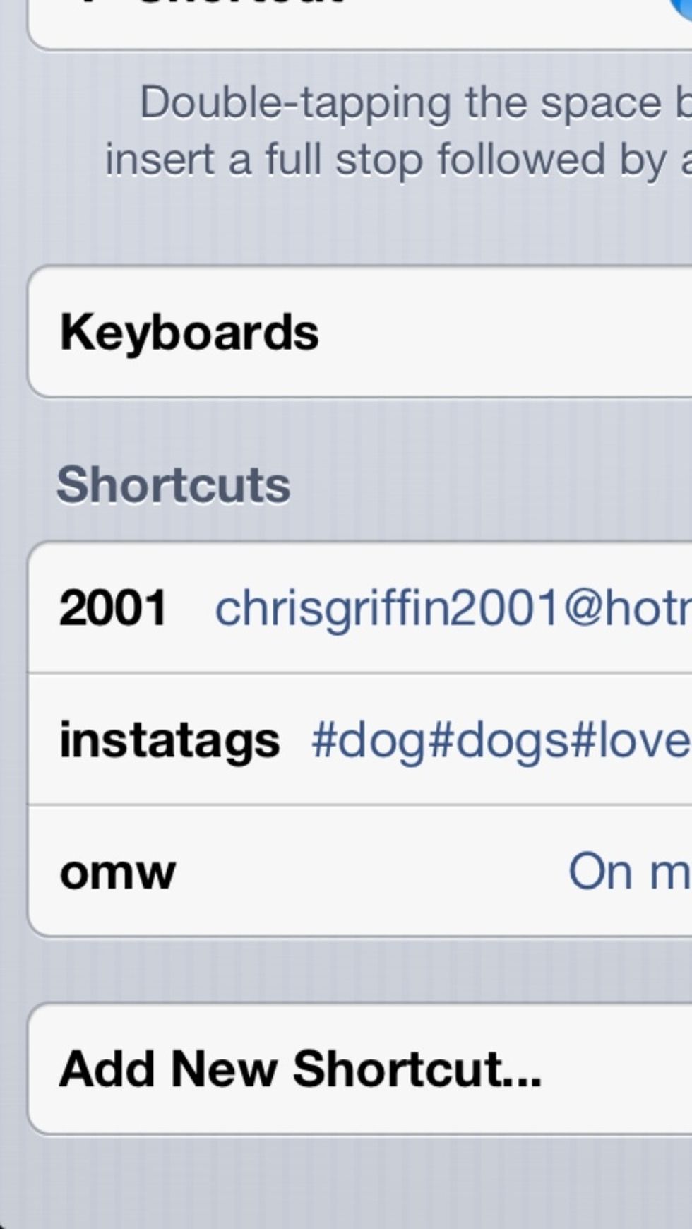 Add new shortcut