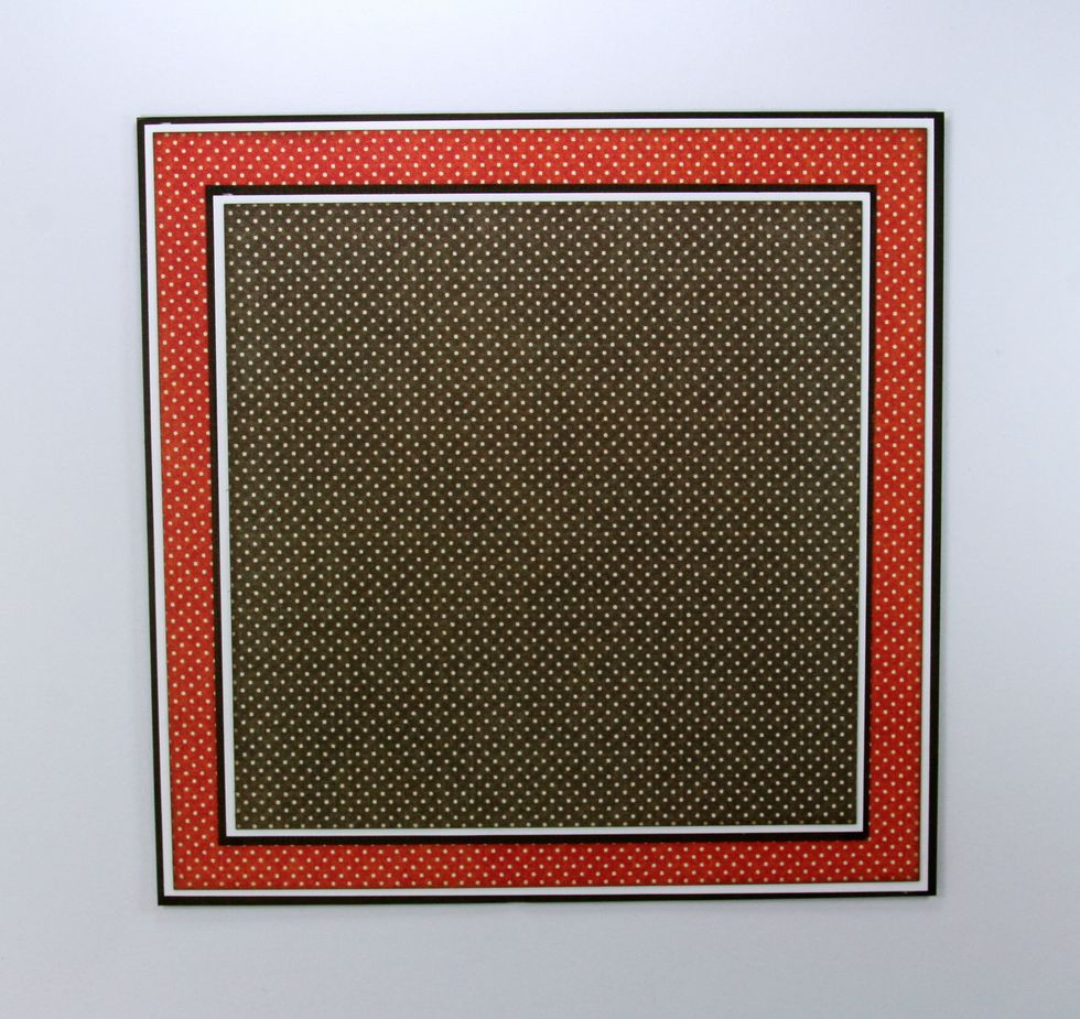 Add next layer of brown and white patterned paper from 6 x6 Patterns & Solids paper pad and mat with white and brown cardstock.