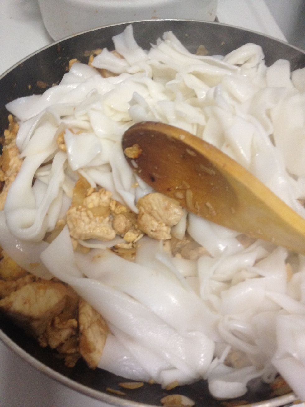 Add noodles and stir into dish.