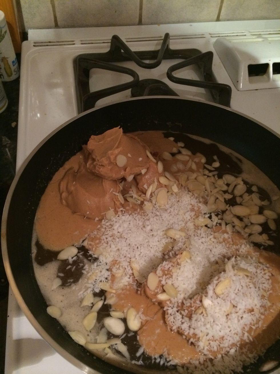 Add nuts and coconut