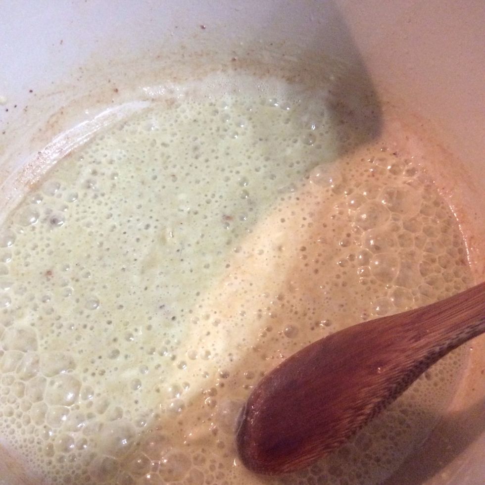 Add oil and 1/2 cup of flour to pot and stir on med heat to make a roux, stir constantly...