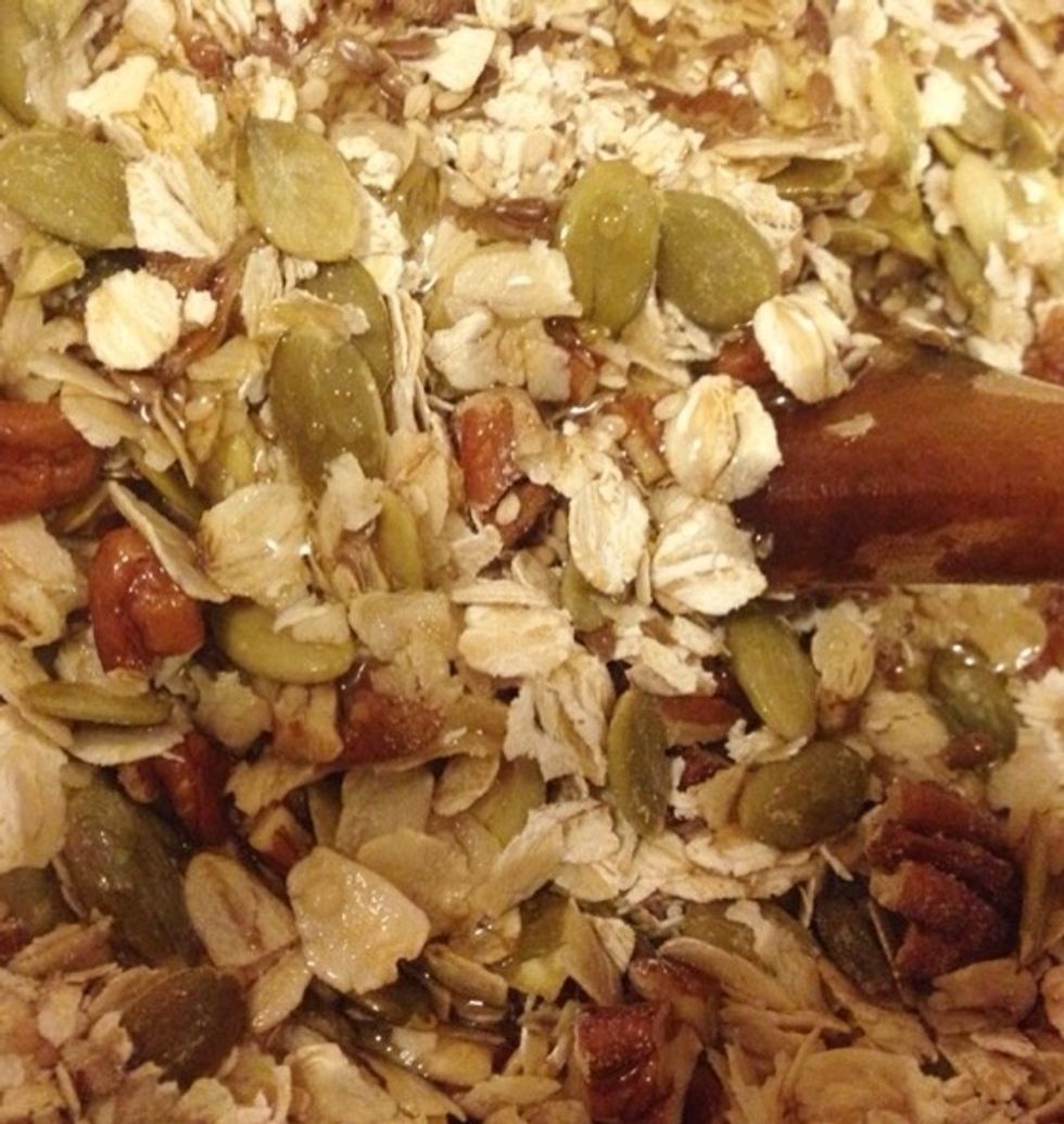 Add oil and agave syrup.