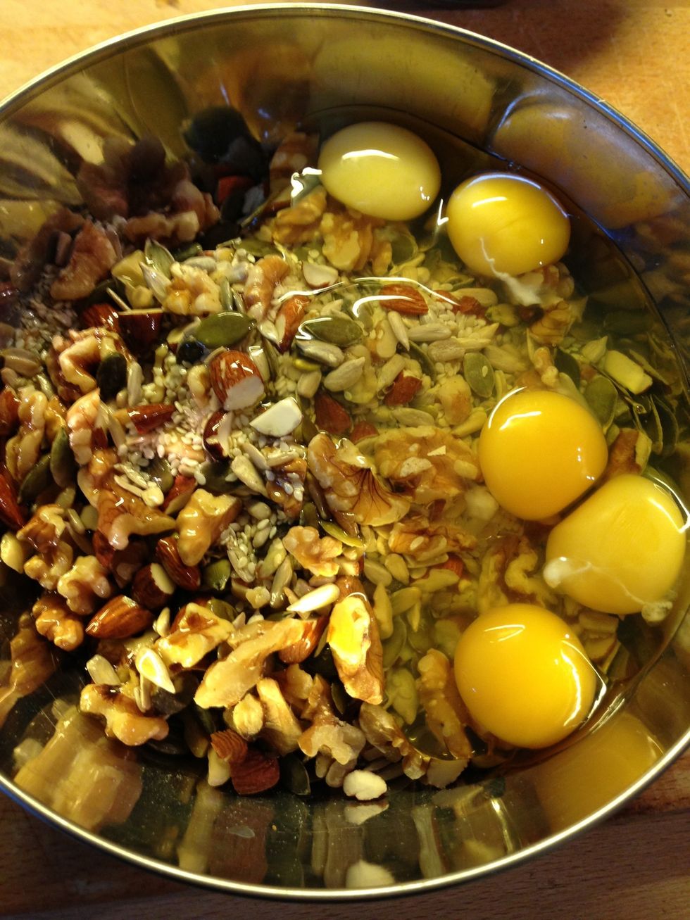 Add oil and eggs.