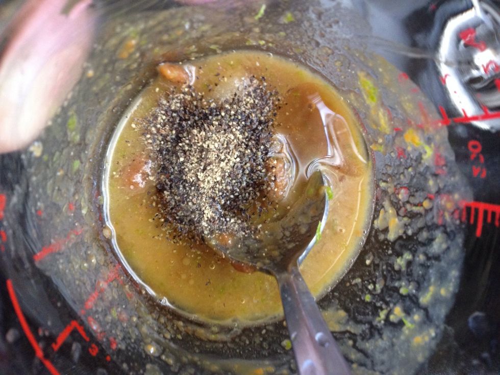 Add oil, salt and pepper for taste